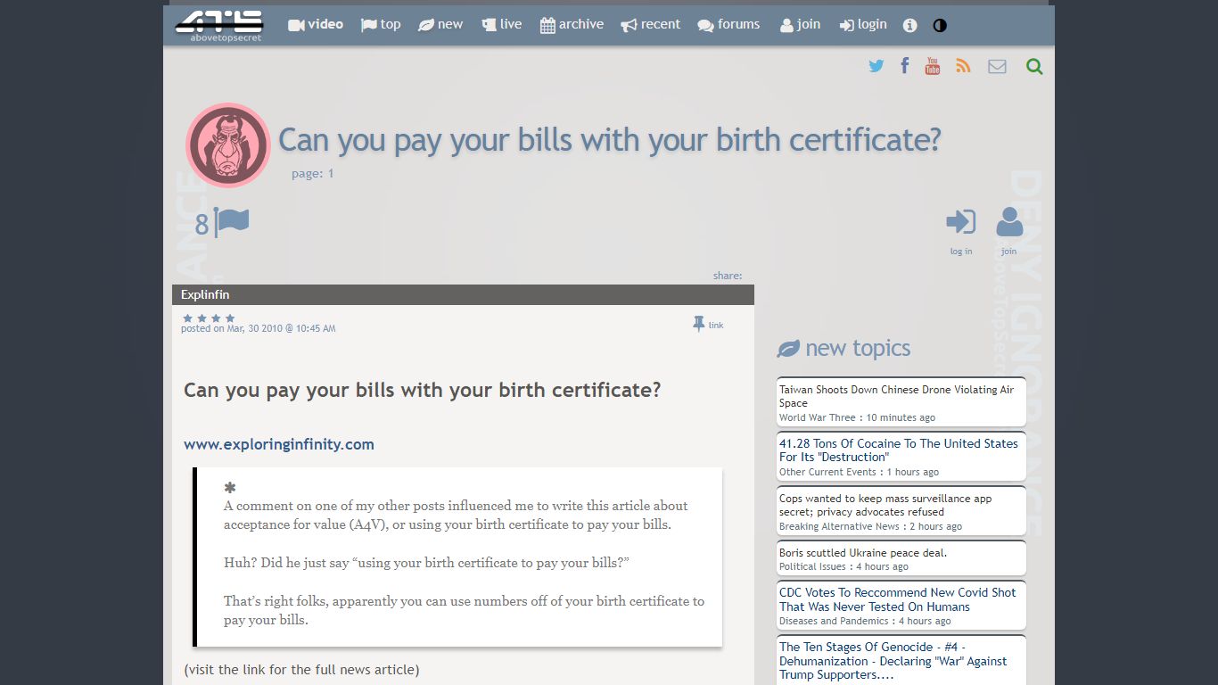 Can you pay your bills with your birth certificate?, page 1